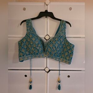 Traditional Embroidered Choli Blouse For Women With Tassels Indian Style